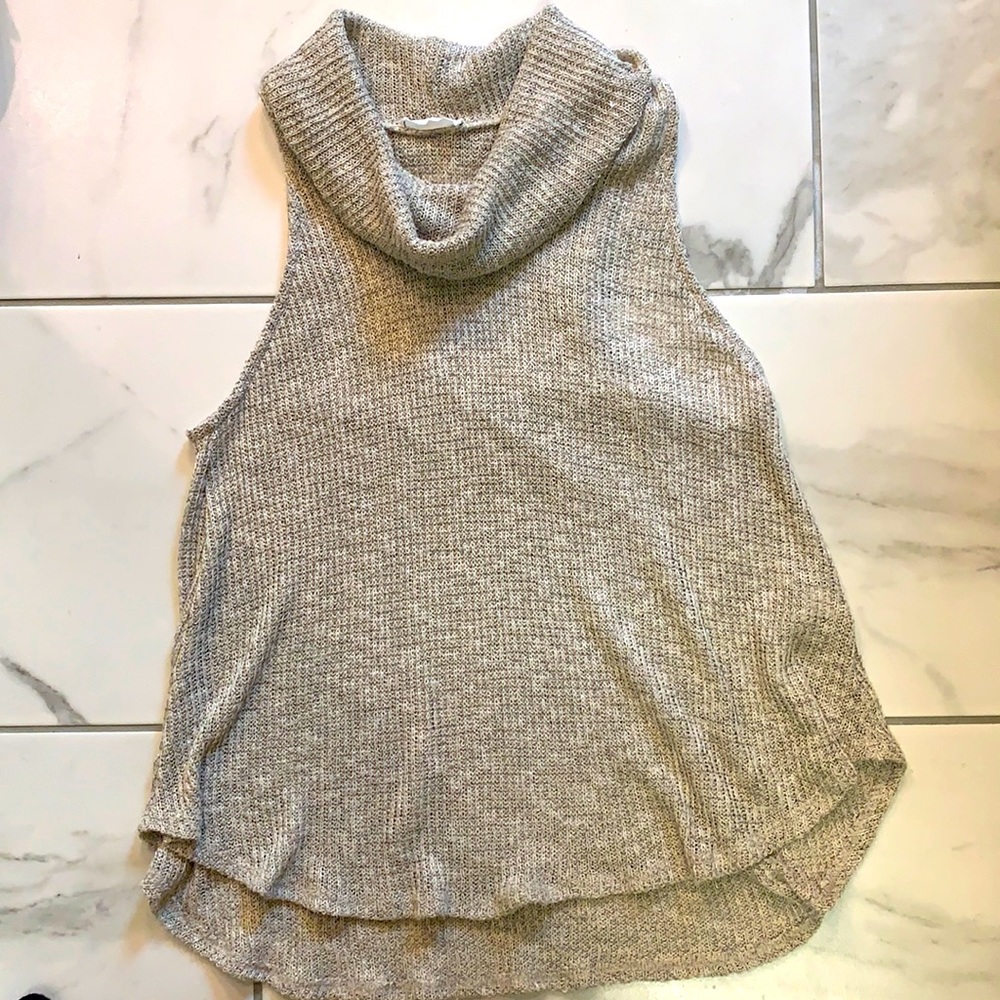 Thin sweater tank with cowl neck